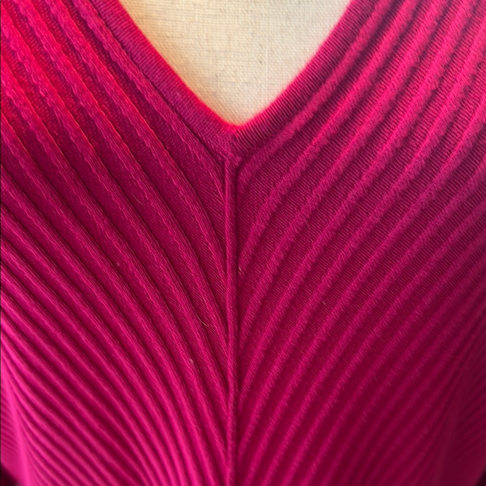Vibrant Raspberry V-Neck Sweater - Picture 5 of 11